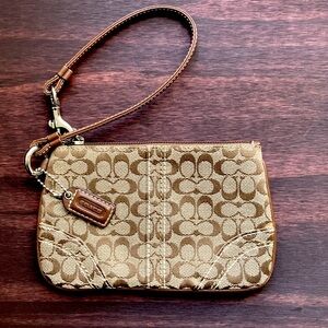NWOT Coach Brown and Tan Logo Wristlet